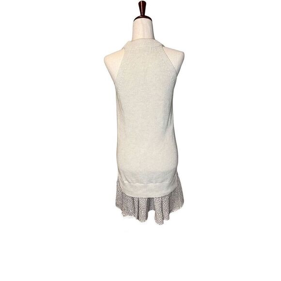 All row dress women’s size medium casual sleeveless off white ruffle hem sweater - Picture 3 of 6